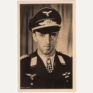 Original WW2 German Postcard - Luftwaffe Knights cross wearer Major …