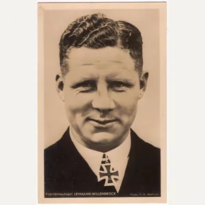 Original WW2 German Postcard - Kriegsmarine Knights cross wearer Kapitänleutnant …