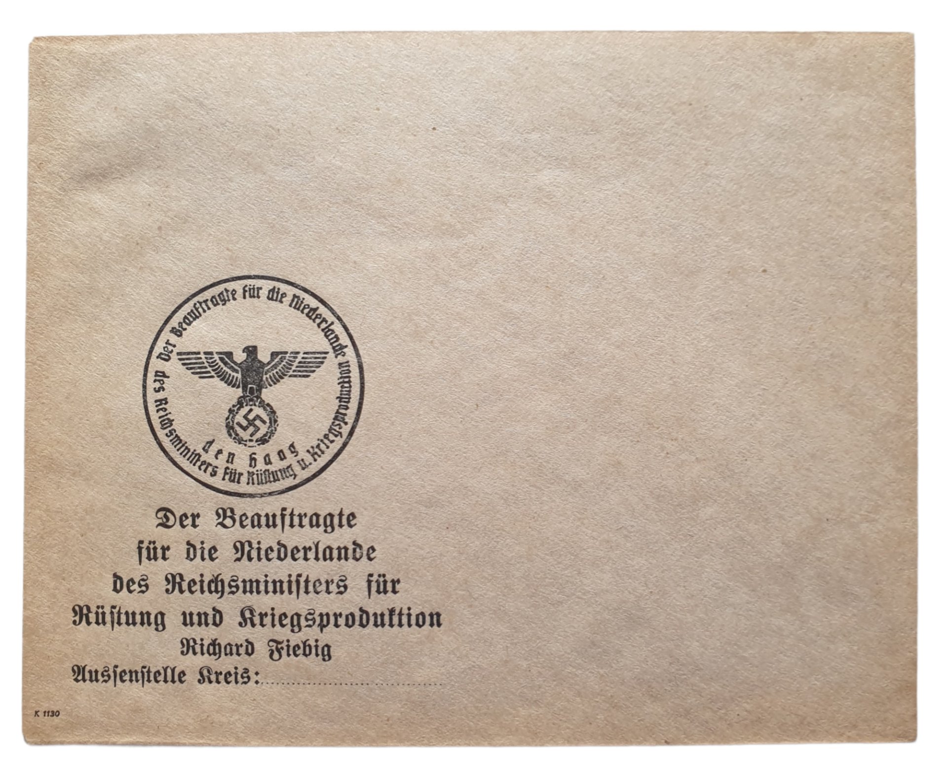 Reichsminister für Rüstung und Kriegsproduktion Richard Fiebig envelope — image 3