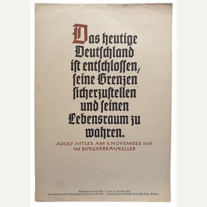 NSDAP Wochenspruch December 1939 Adolf Hitler