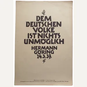 NSDAP Wochenspruch January 1940 Hermann Goring