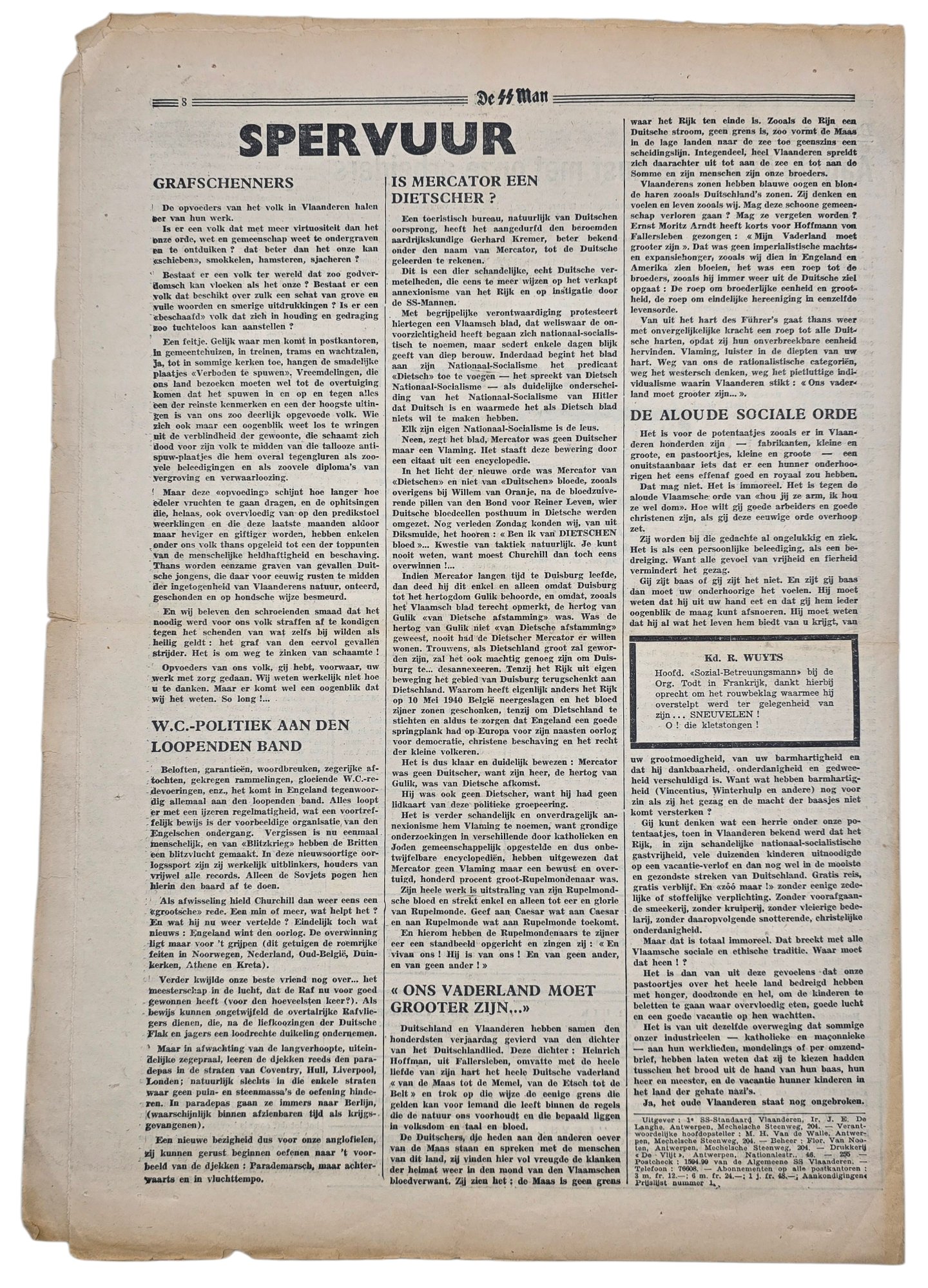 Original WW2 Flemish Collaboration Waffen SS Newspaper - De SS Man, Allgemeine SS in Vlaanderen 1st Year No 39 (1941) — image 4