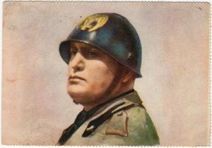 Original WW2 Italian Postcard - Benito Mussolini, sent to Breda …