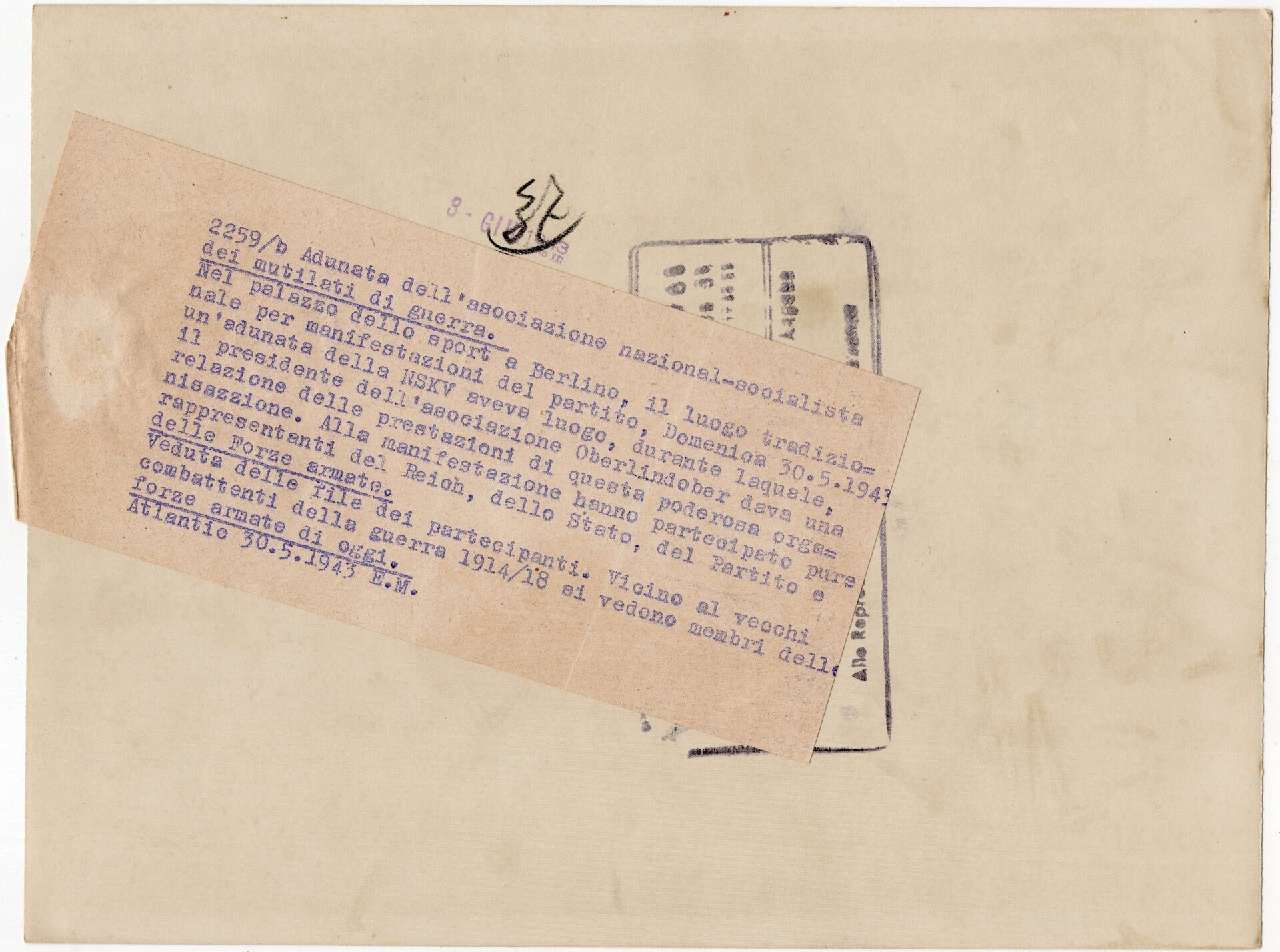 Original WW2 Italian Press Photo - Gathering NSKOV, National Socialist War Victim's Care in Berlin (1943) — image 2