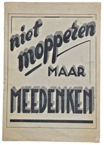 Original WW2 Dutch Brochure - Niet mopperen maar meedenken