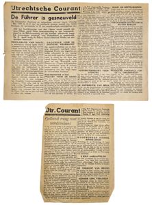 Original WW2 Dutch Newspaper - Utrechtsche Courant ''Hitler has died'' …