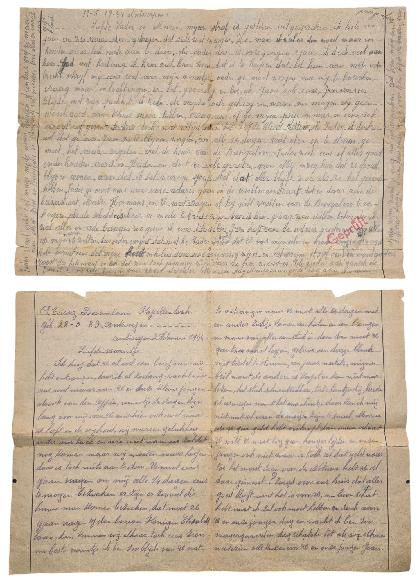 Original WW2 Flemish Document - Kriegswehrmachtsgefängnis Antwerpen letter set, Wilrijk (1944) — image 2