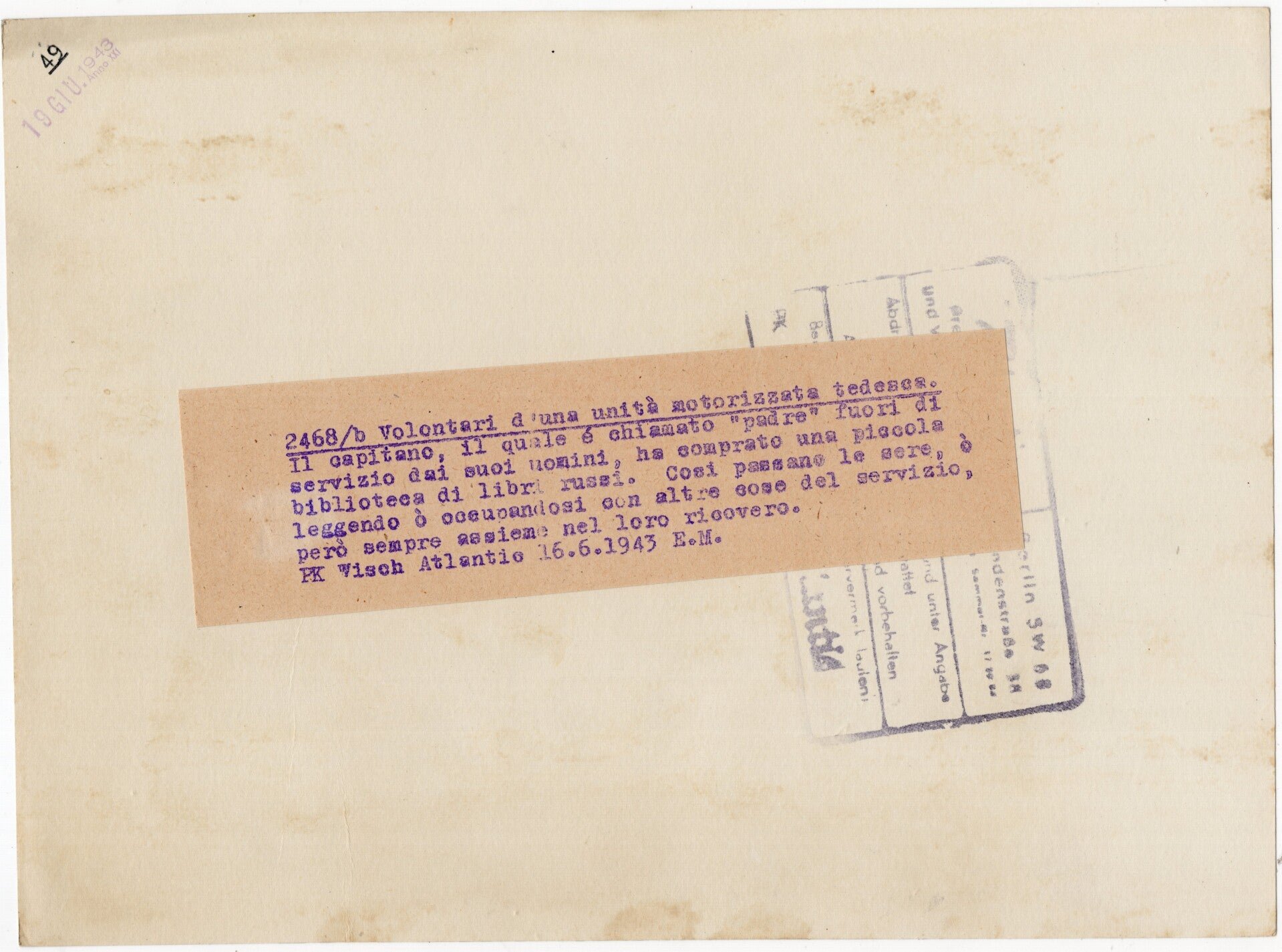 Original WW2 Italian Press Photo - Ostvolker Wehrmacht volunteers in their barracks (1943) — image 2