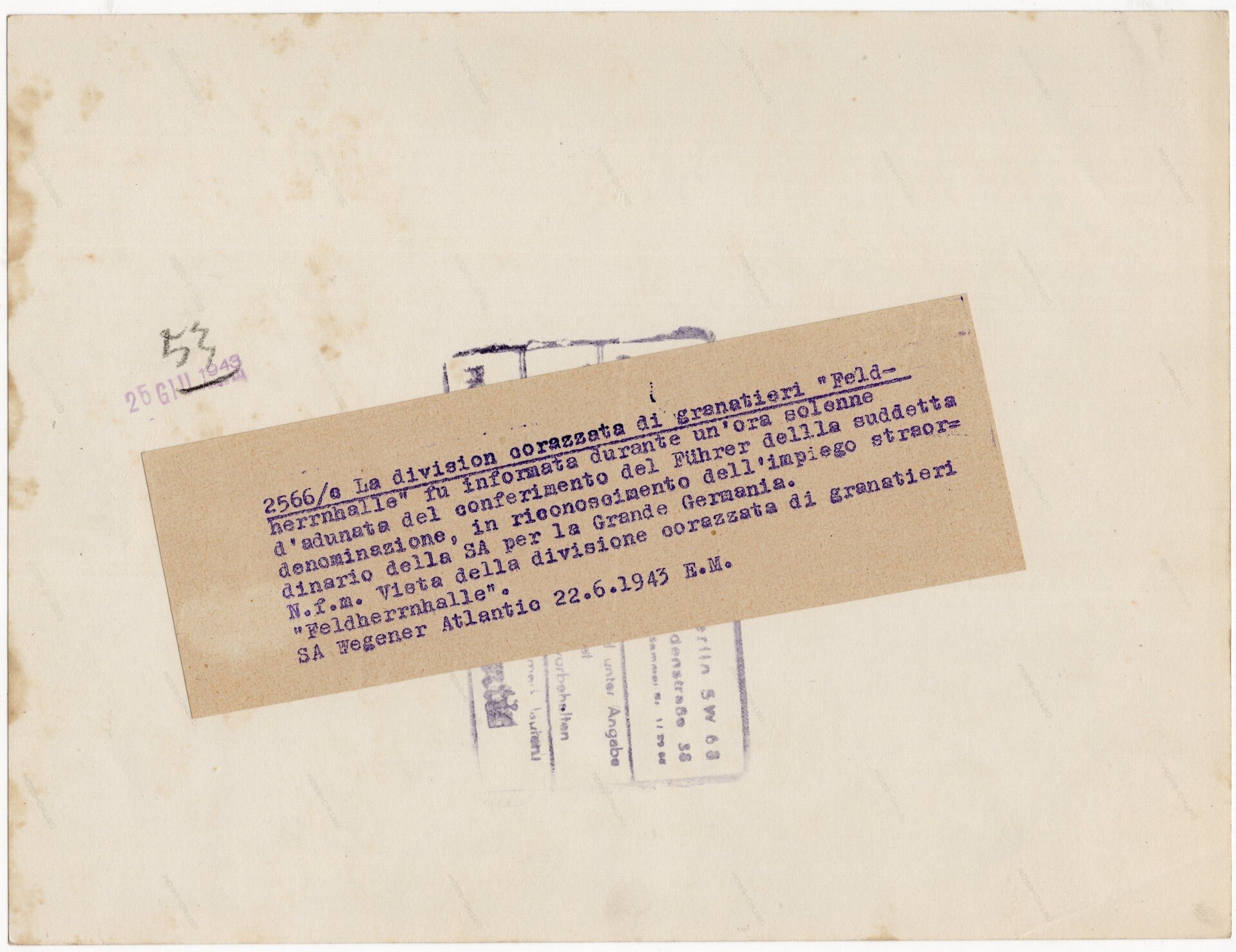 Original WW2 Italian Press Photo - Panzer-Grenadier-Division Feldherrnhalle on wait, June (1943) — image 2