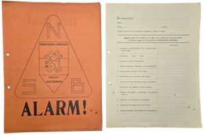 Original WW2 Dutch Collaboration NSB Document - Alarm! Propaganda group …