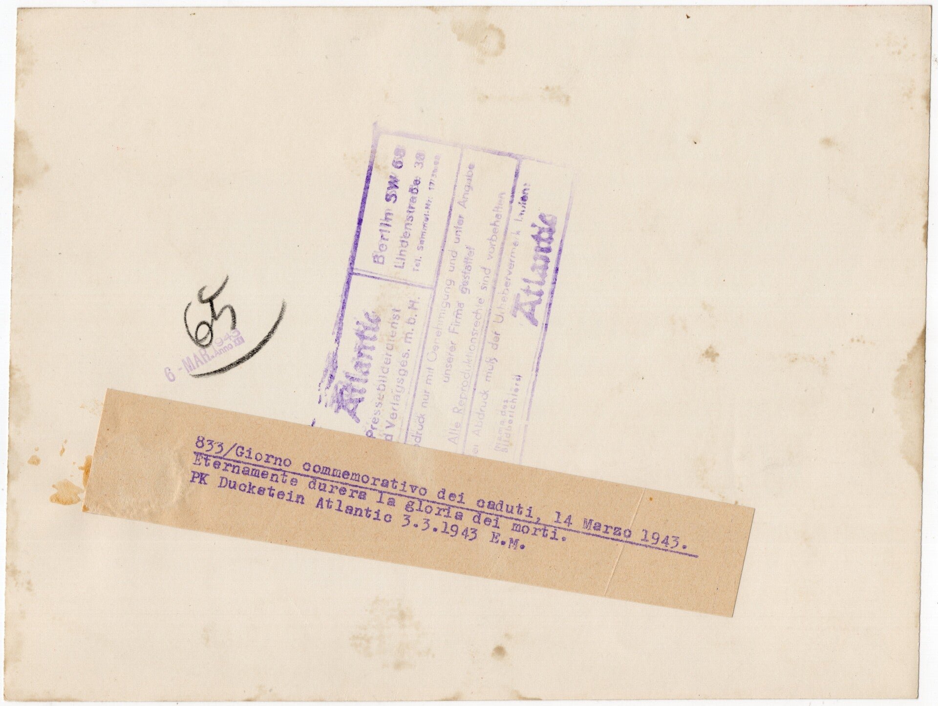 Original WW2 Italian Press Photo - Remembrance monument for the fallen soldiers (1943) — image 2