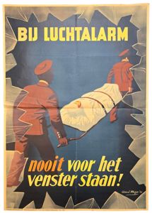 Original WW2 Dutch LBD Poster - Luchtbeschermingsdienst Bij Luchtalarm nooit …