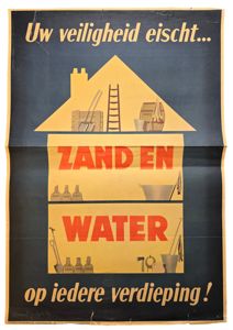 Original WW2 Dutch LBD Poster - Luchtbeschermingsdienst Zand en water, …