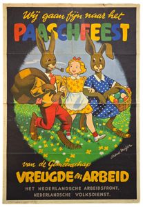 Original WW2 Dutch Collaboration NAF Poster - Paaschfeest Vreugde en …