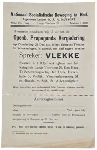 Original WW2 Dutch Collaboration NSB Flyer - Public propaganda gathering …