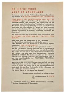 Original WW2 Dutch Collaboration NSB Flyer - De liefde voor …