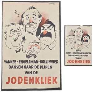 Original WW2 Antisemitic Dutch Collaboration NSB Flyer - Jodenkliek set