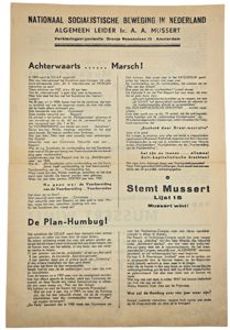 Original WW2 Dutch Collaboration NSB Document - Achterwaarts.... Marsch! Lijst …