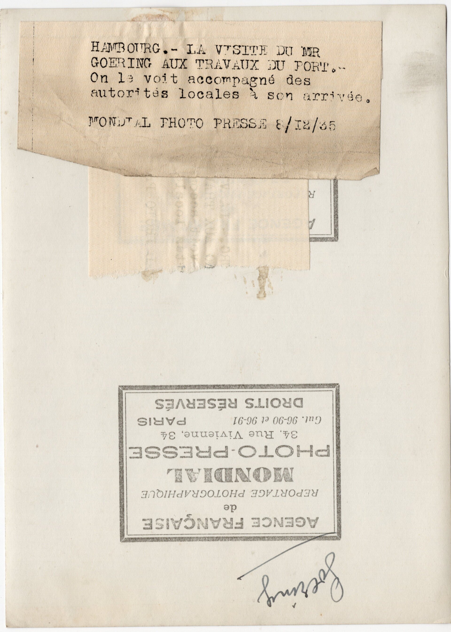 Original WW2 French Press Photo - Hermann Göring visits the harbor, Hamburg (1935) — image 2