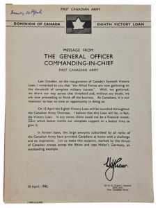 Original WW2 Canadian Document - First Canadian army message about …