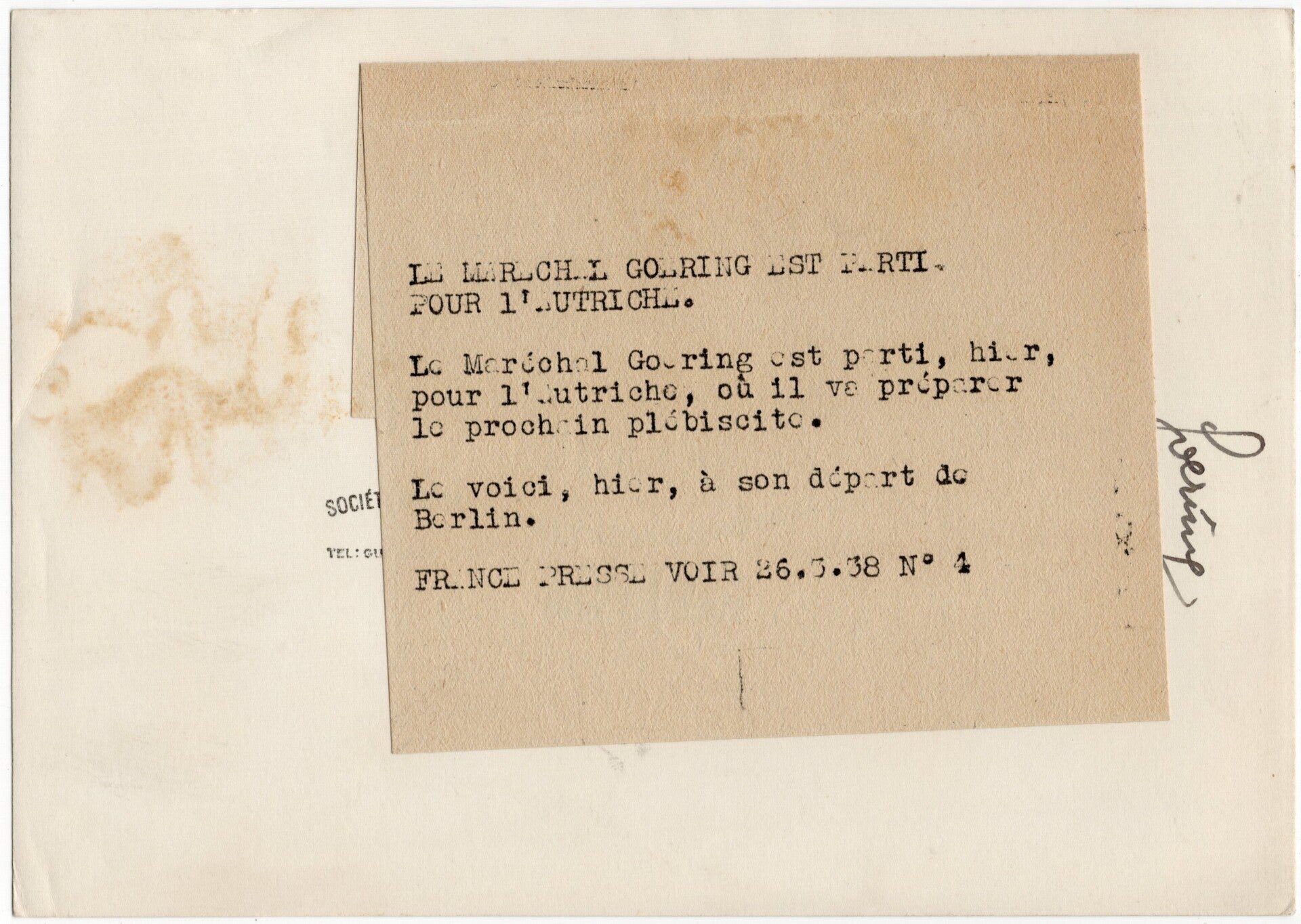 Original WW2 French Press Photo - Luftwaffe Reichsmarschall Hermann Göring with Field Marshal Interim Baton, Berlin (1938) — image 2