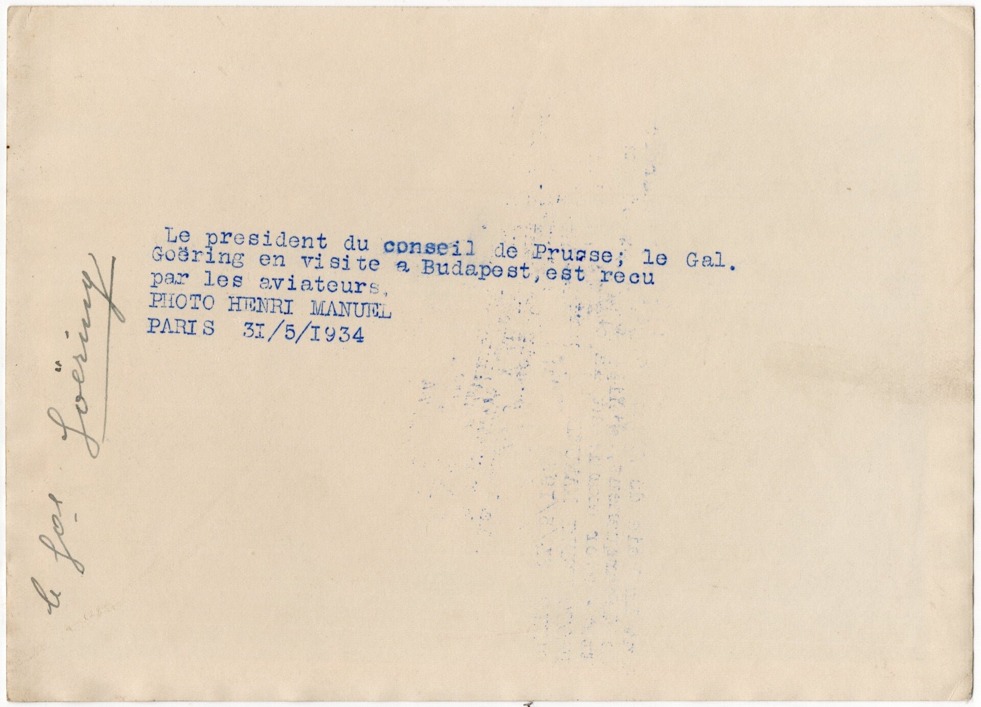 Original WW2 French Press Photo - Luftwaffe Reichsmarschall Hermann Göring in Budapest, Hungary (1934) — image 2