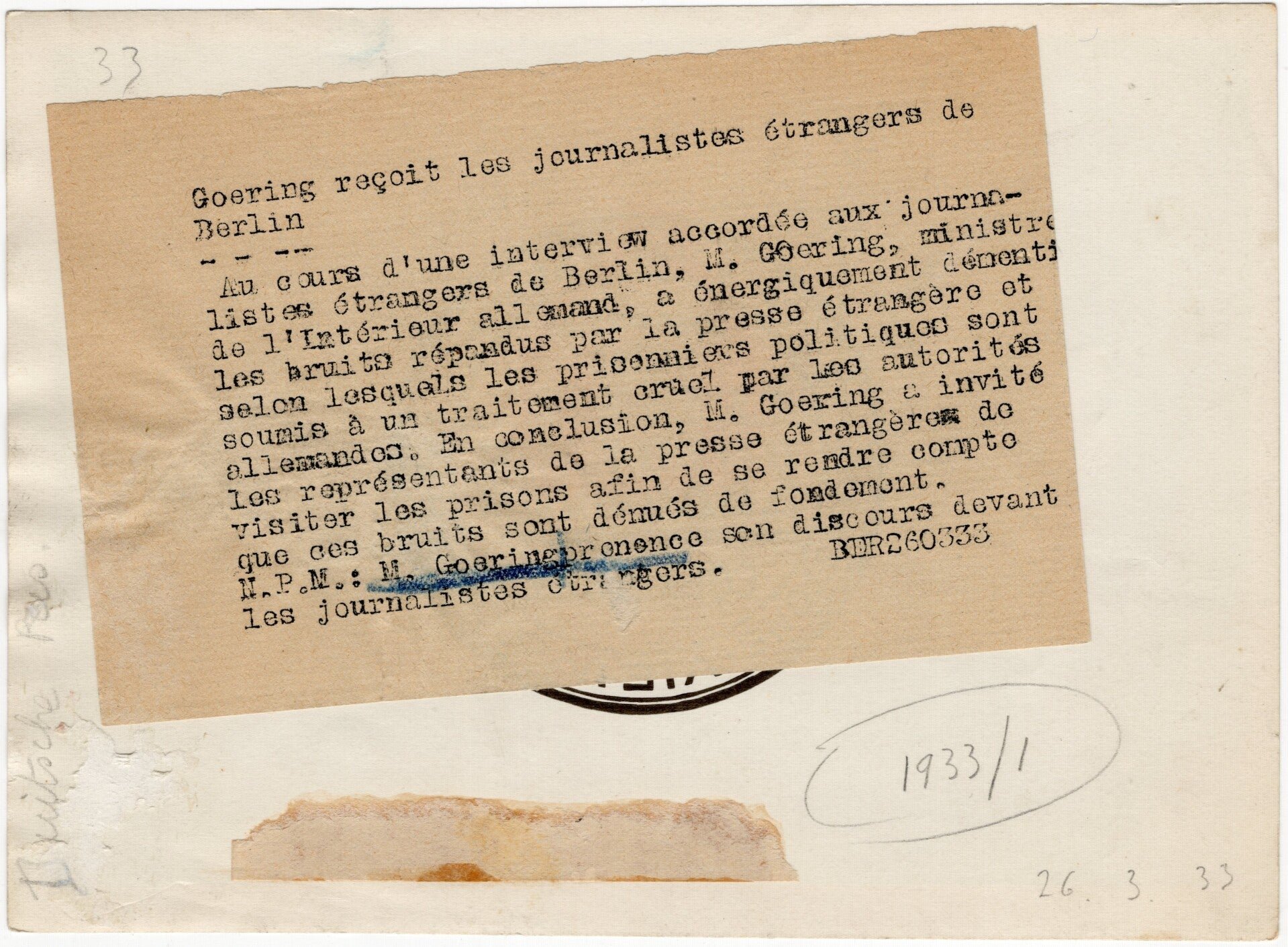 Original WW2 French Press Photo - Luftwaffe Reichsmarschall Hermann Göring talking to journalists (1933) — image 2