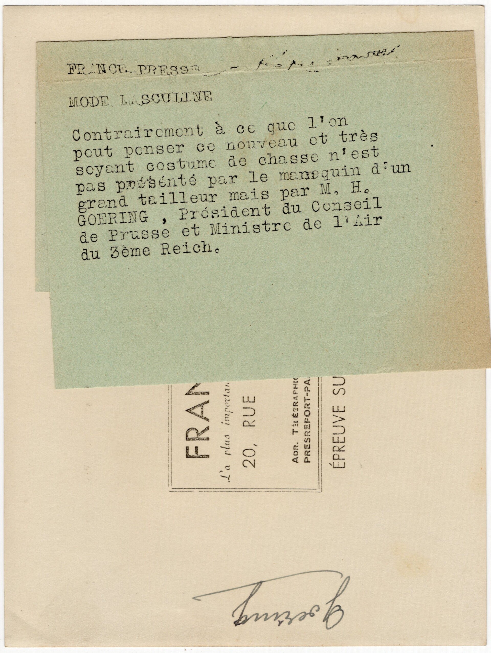 Original WW2 French Press Photo - Luftwaffe Reichsmarschall Hermann Göring in Hunting uniform (1935) — image 2