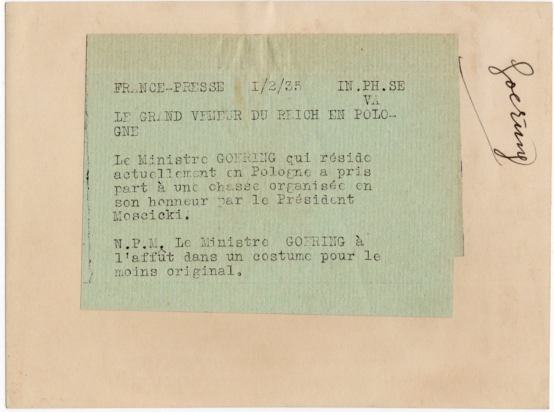 Original WW2 French Press Photo - Luftwaffe Reichsmarschall Hermann Göring hunting in Poland (1935) — image 2