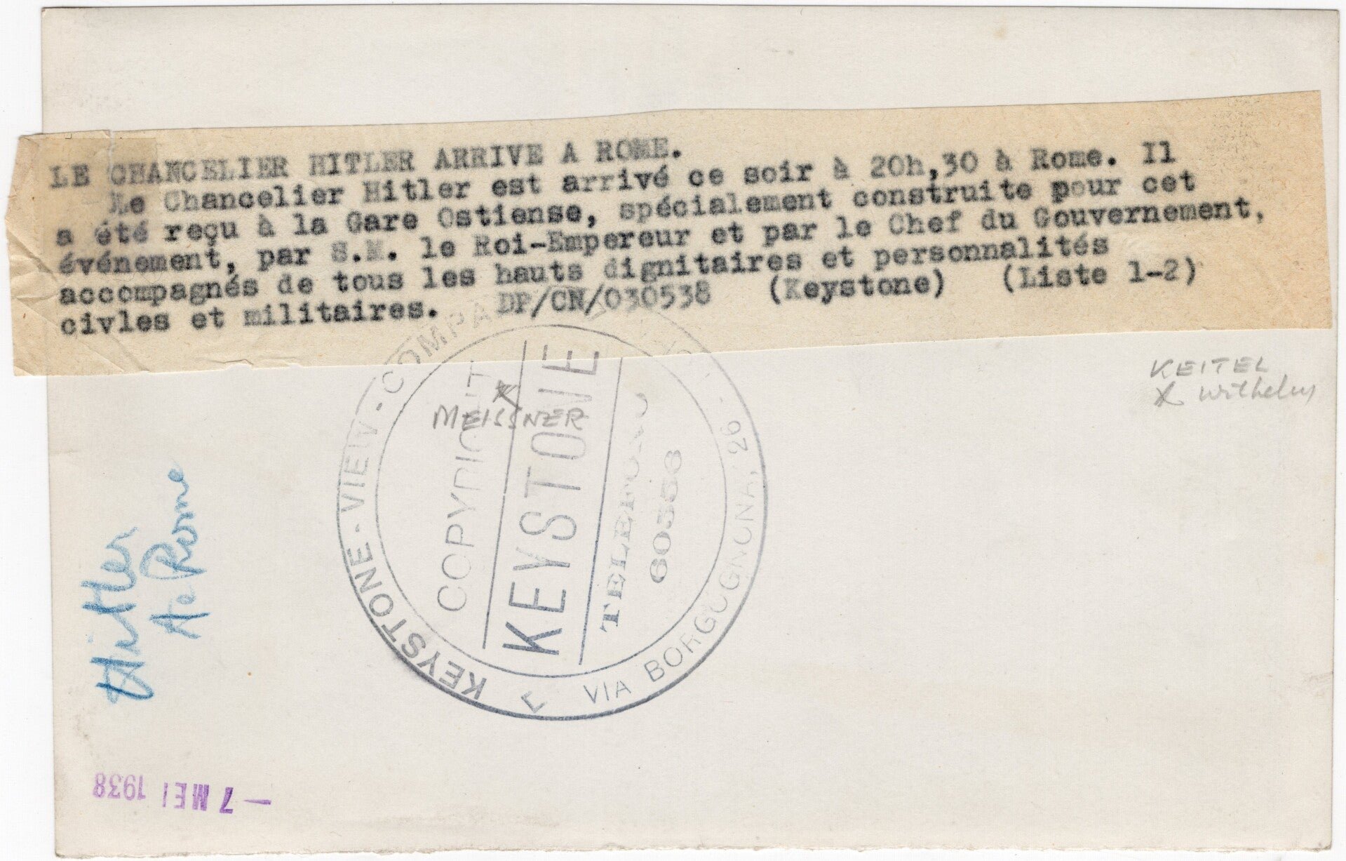 Original WW2 French Press Photo - Adolf Hitler and Benito Mussolini in Rome (1938) — image 2