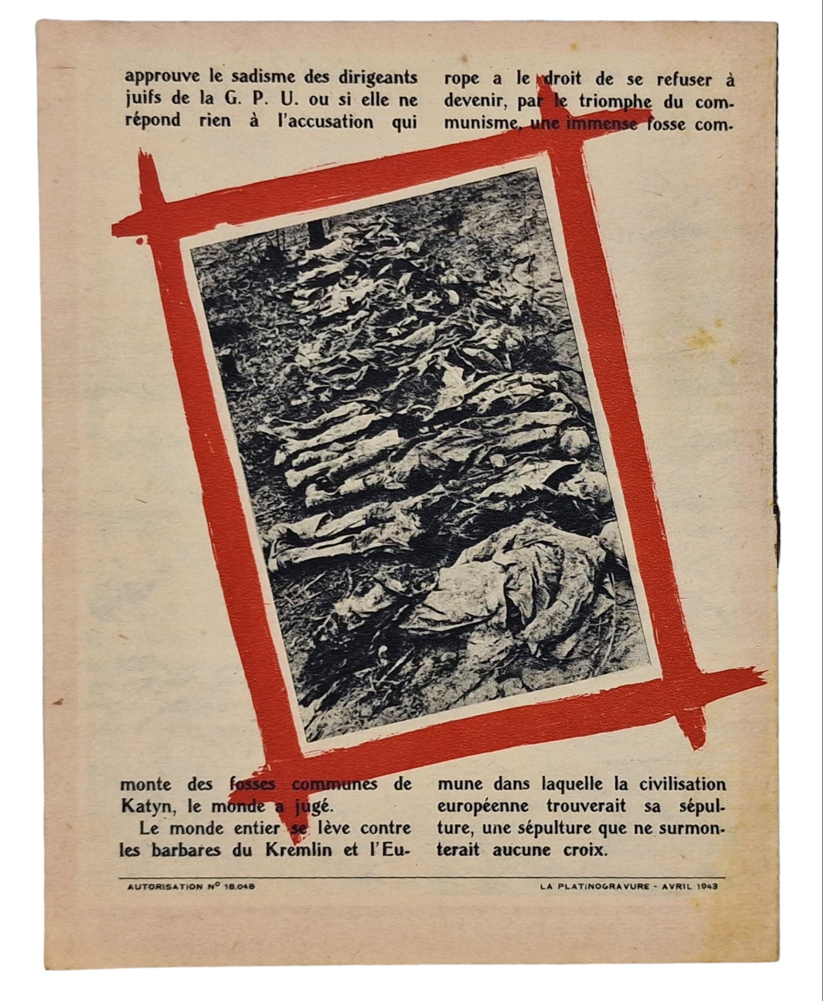 Original WW2 French Collaboration Brochure - Le Communisme c'est la fosse commune, Katyn (1943) — image 3