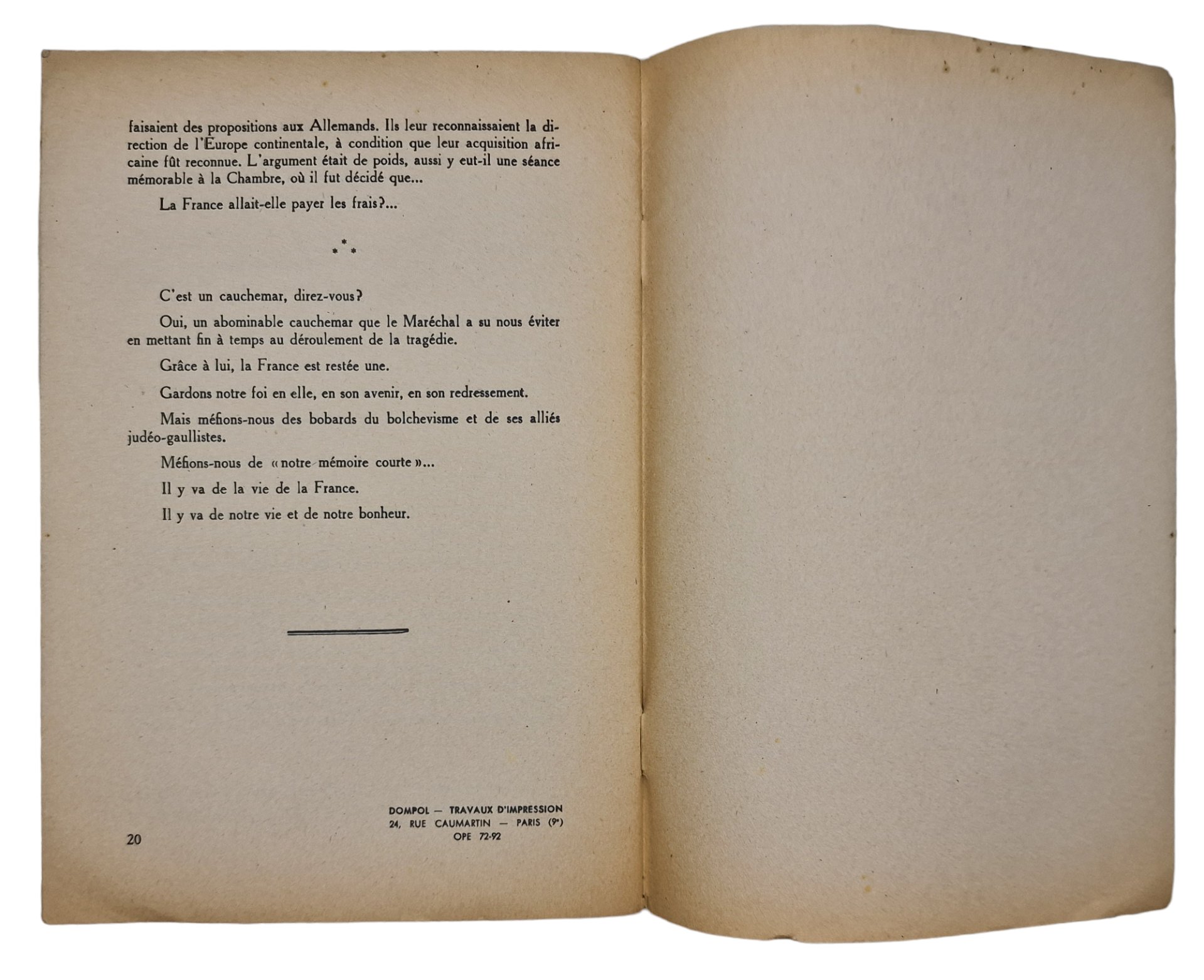 Original WW2 French Antisemitic Brochure - Bolchevisme and Bobards Enterprise Juive, Andre Chaumet (1942) — image 4