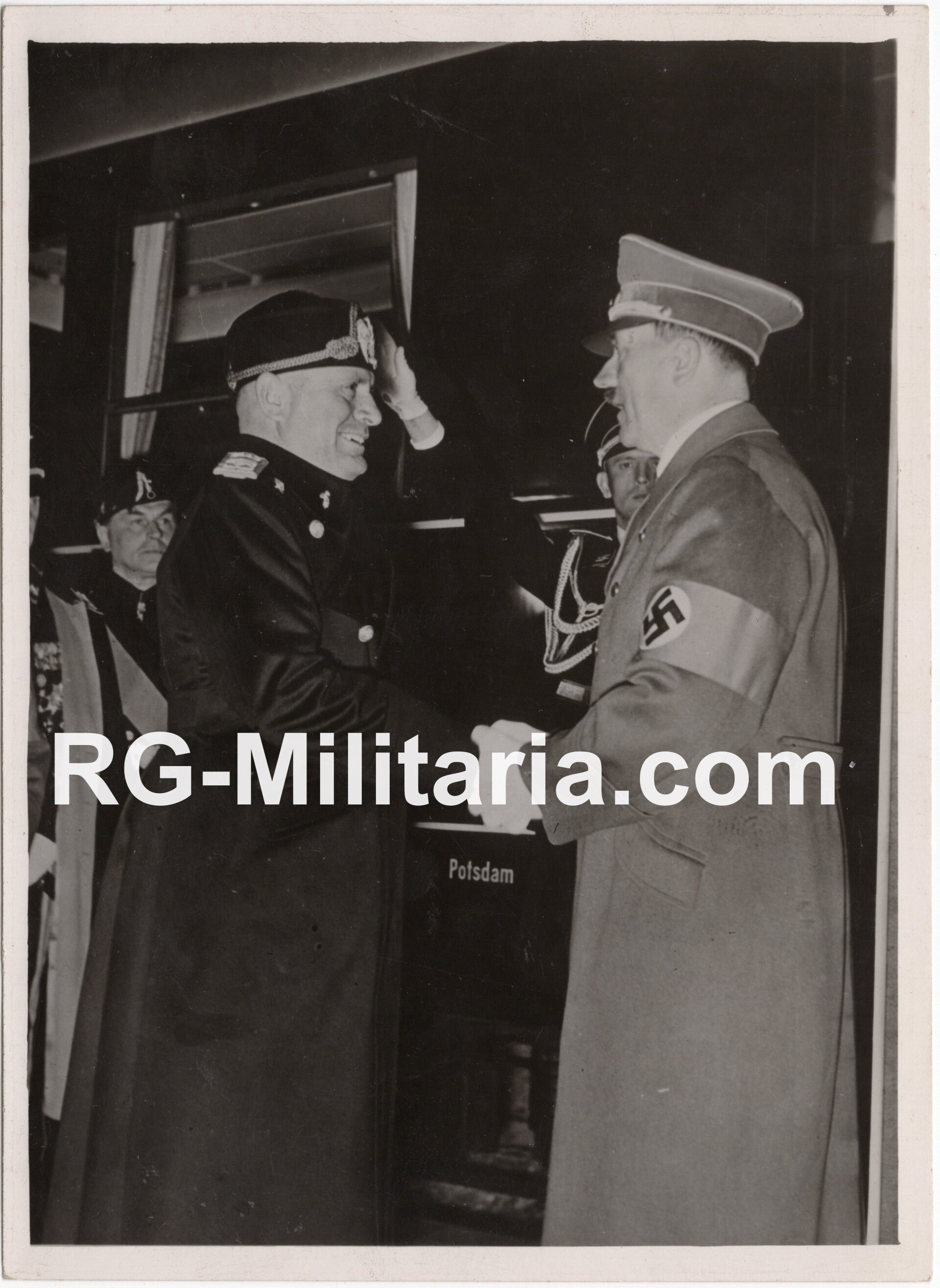 Original WW2 French Press Photo - Adolf Hitler with Benito Mussolini in Potsdam (1938) — image 3