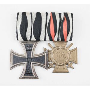 2er Ordensspange Eisernes Kreuz 1.Klasse 1914 mit Frontkämpfer Ehrenkreuz