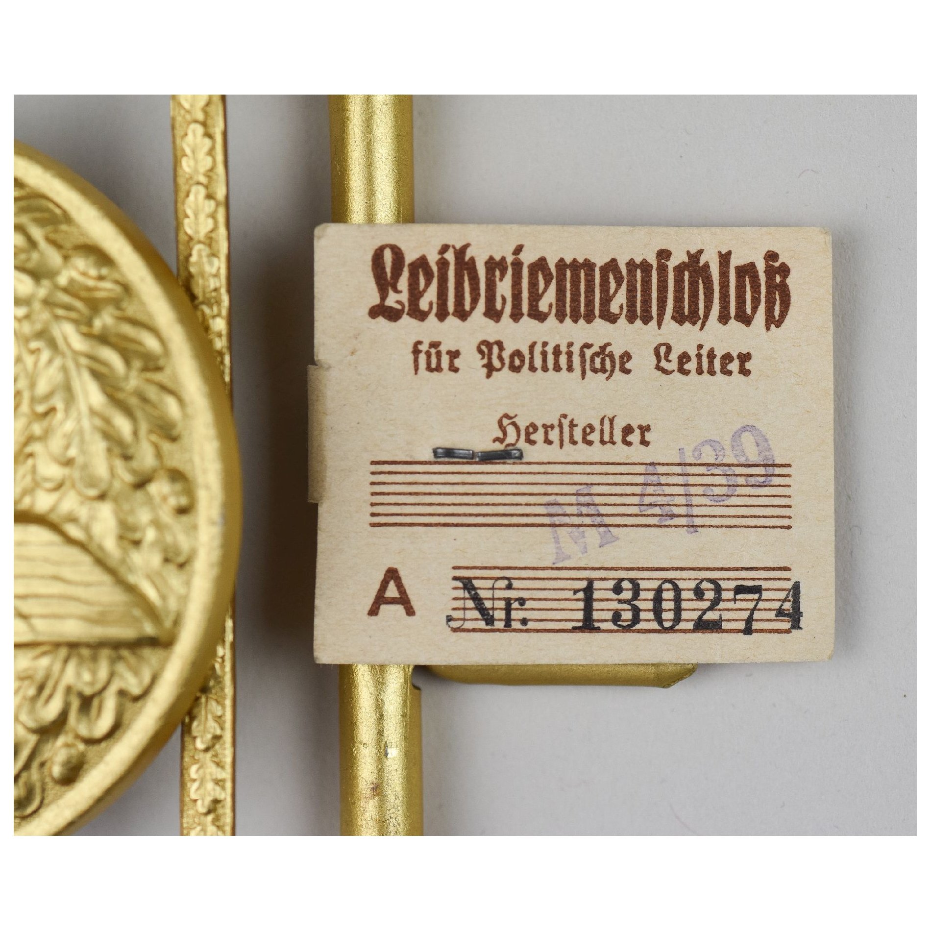 NSDAP Feldbinde RZM M4/39 mit RZM Etikett, Zustand 1 Mint — image 3