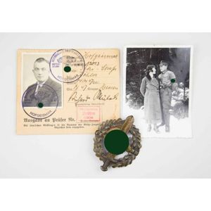 Nachlass SA-Sportabzeichen in Bronze mit Trägerfoto und Besitz-Zeugnis