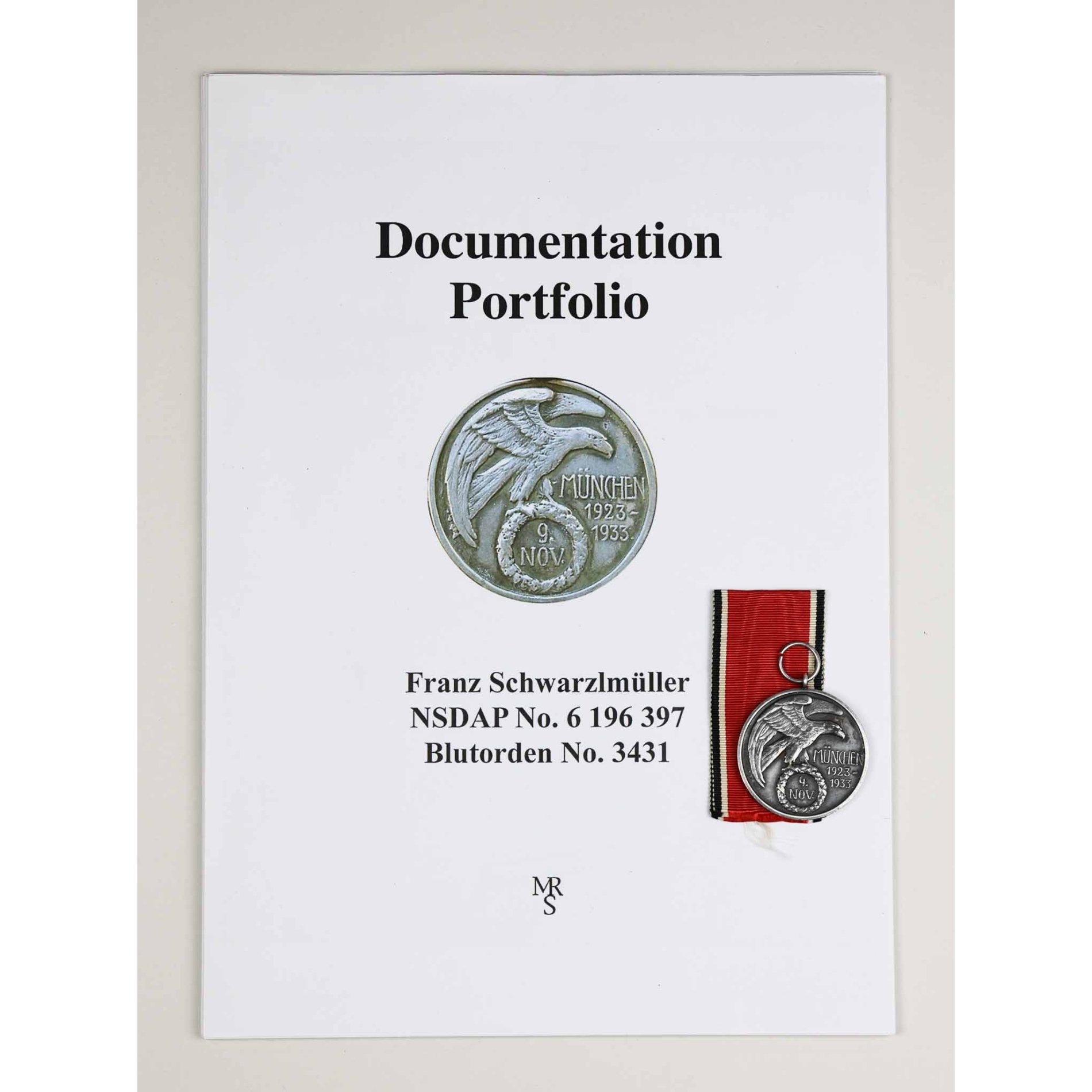 Blutorden Nachlass 2.Typ Verleihungsnummer '3431' Trägernamen + Nachweise Ehrenzeichen vom 9. November 1923, selten! — image 11