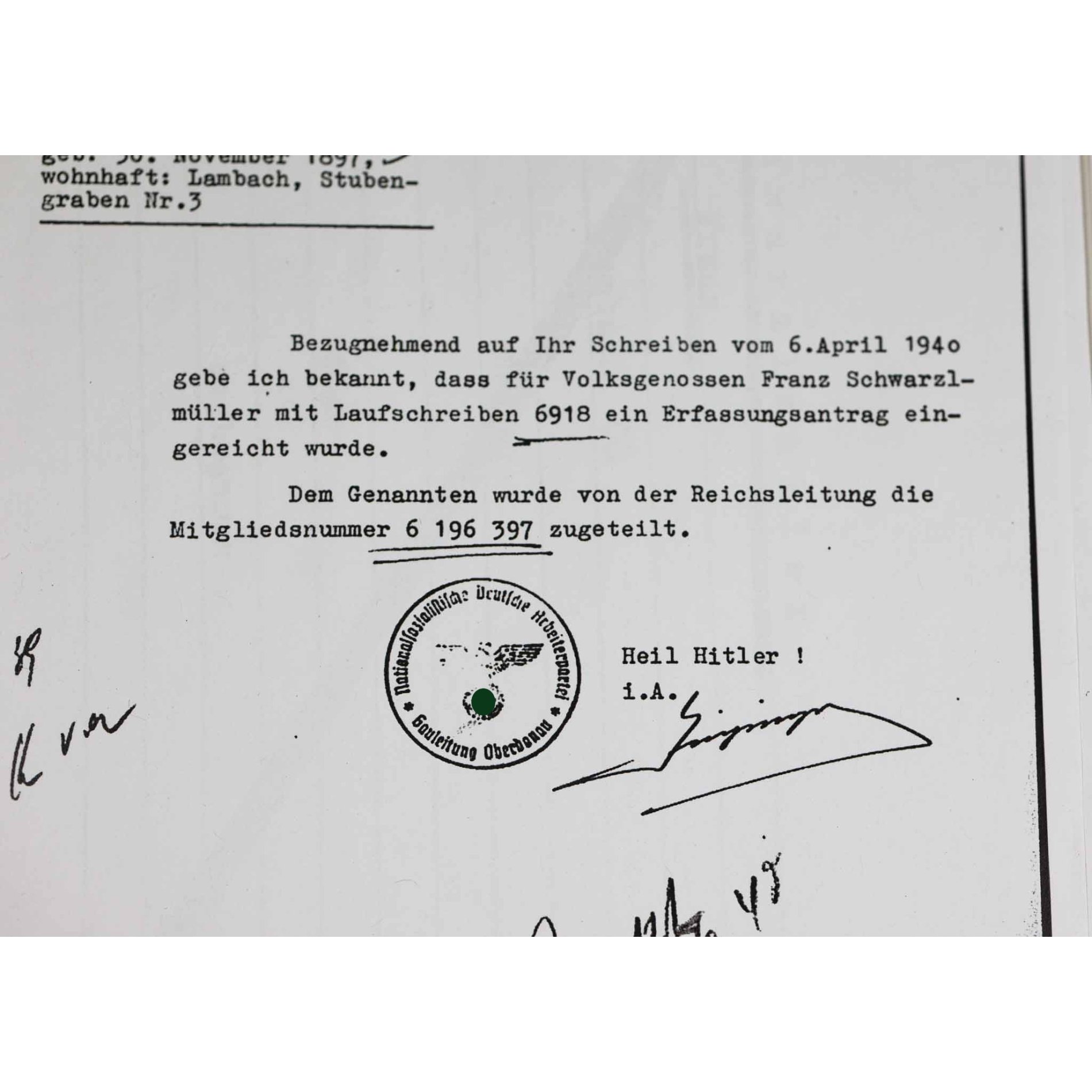 Blutorden Nachlass 2.Typ Verleihungsnummer '3431' Trägernamen + Nachweise Ehrenzeichen vom 9. November 1923, selten! — image 16