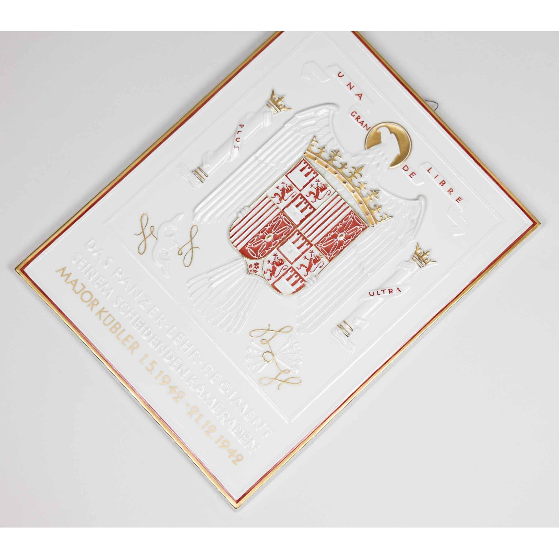 roße Porzellan Tafel Ritterkreuzträger „Major Kübler' Panzer-Lehr-Regiment 1942 KPM Porzellan — image 6