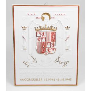 roße Porzellan Tafel Ritterkreuzträger „Major Kübler' Panzer-Lehr-Regiment 1942 KPM Porzellan