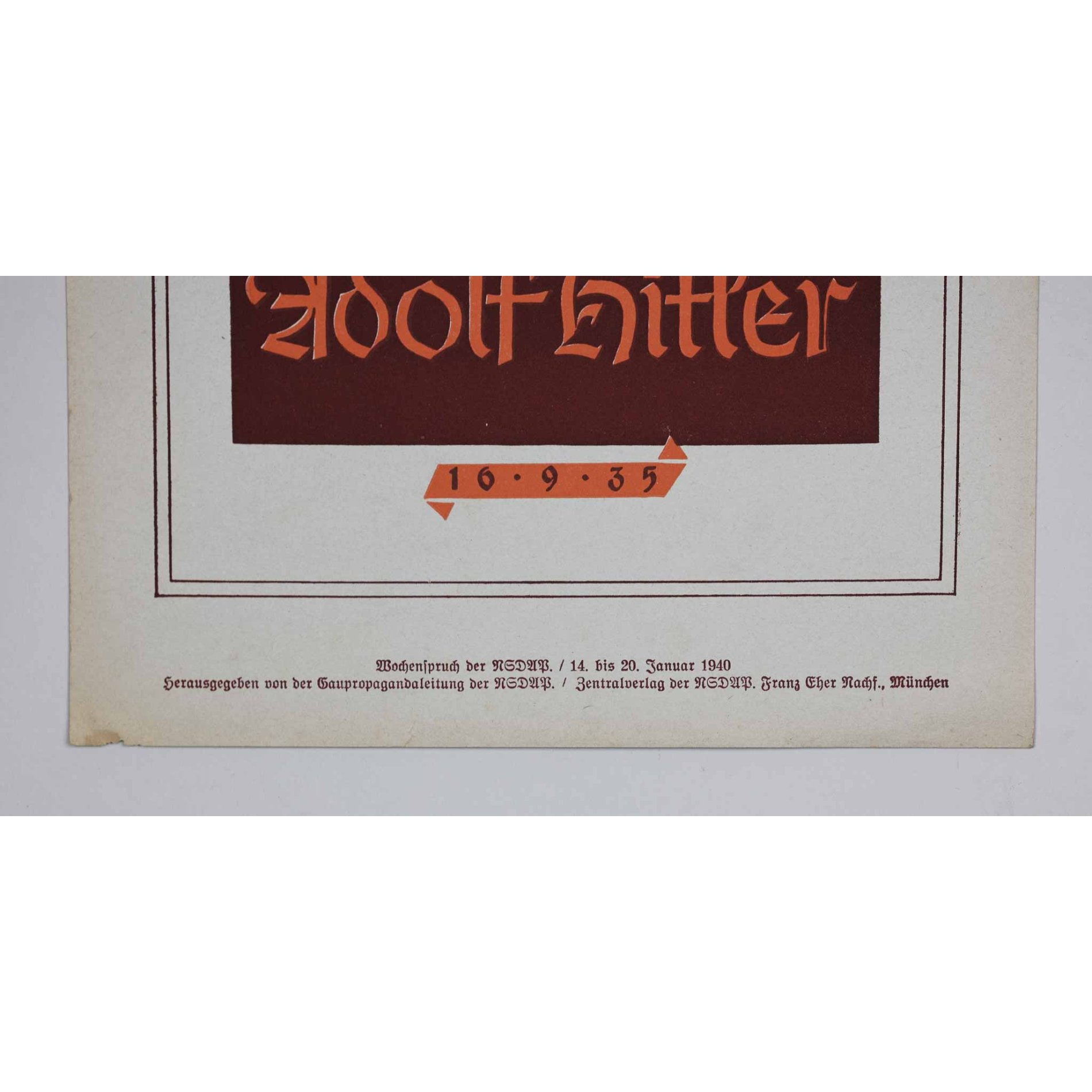 'Wochenspruch der NSDAP' 14.-20. Januar 1940 — image 2