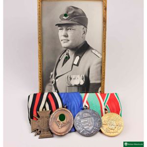4er Ordensspange 1.Weltkrieg mit RAD-Dienstauszeichnung in Bronze 2.Wk