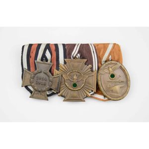 3-Fach Ordensspange mit einer NSDAP Dienstauszeichnung