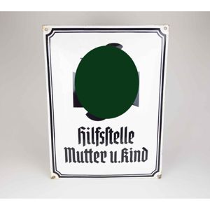 Emailleschild NSV 'Hilfsstelle Mutter u. Kind'