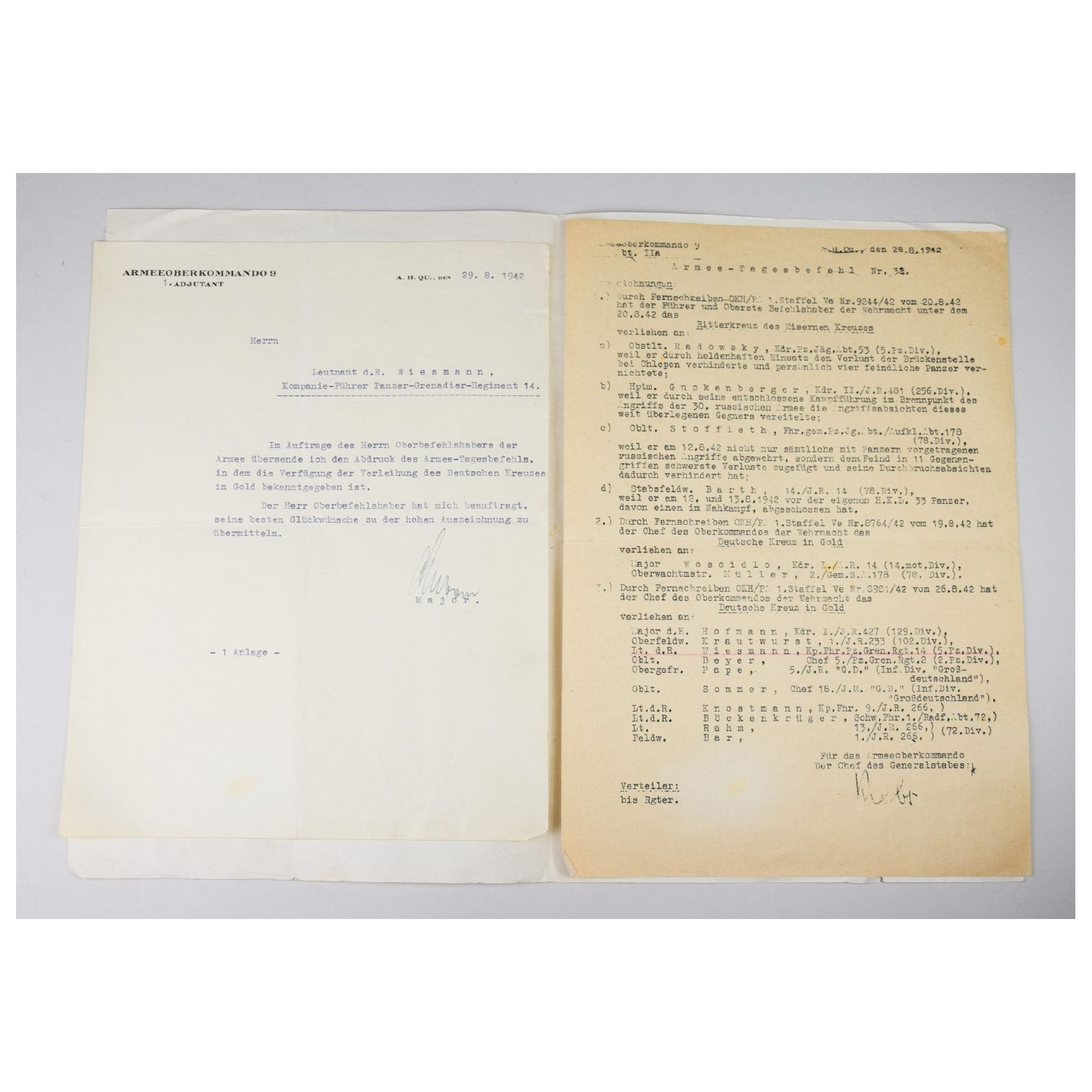 Nachlass Träger vom Deutschen Kreuz in Gold Kompanie Führer Panzer-Grenadier-Regiment Nr.14 5.Pz. Div. — image 19