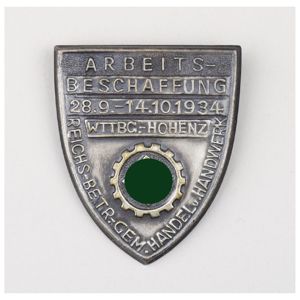 Blechabzeichen Arbeitsbeschaffung Handel Handwerk Württemberg-Hohenzollern von 1934