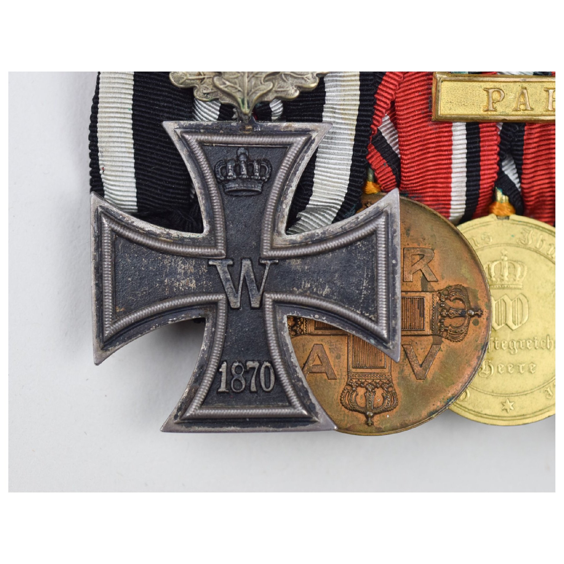 6er Ordensspange mit Ek2 1870 'Eichenlaub 25' Gefechtsspangen Strassburg und Paris, selten! — image 6