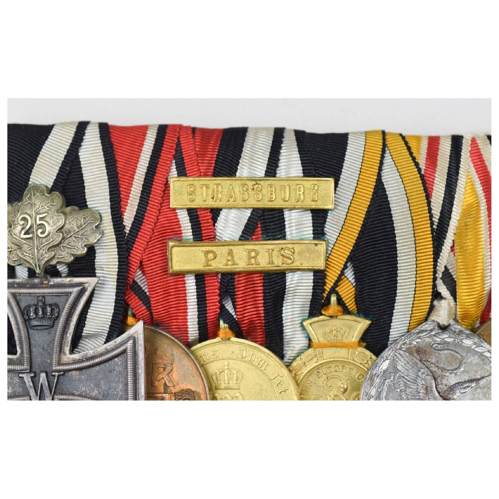 6er Ordensspange mit Ek2 1870 'Eichenlaub 25' Gefechtsspangen Strassburg und Paris, selten! — image 8