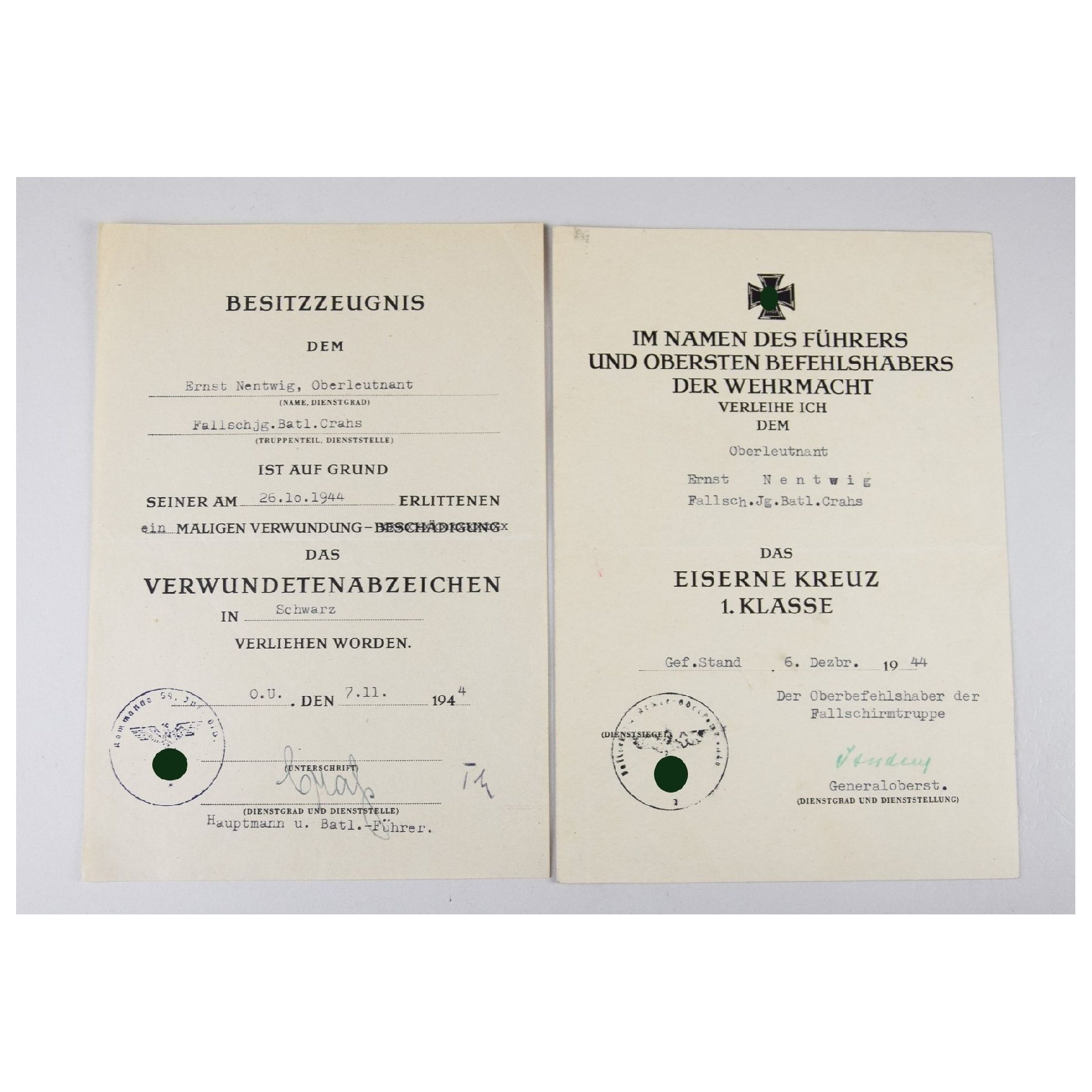 Luftwaffe Nachlass 'Fallschirmjäger Btl. Crahs' mit Verleihung vom Panzerknacker (Sonderabzeichen), extrem selten! — image 8