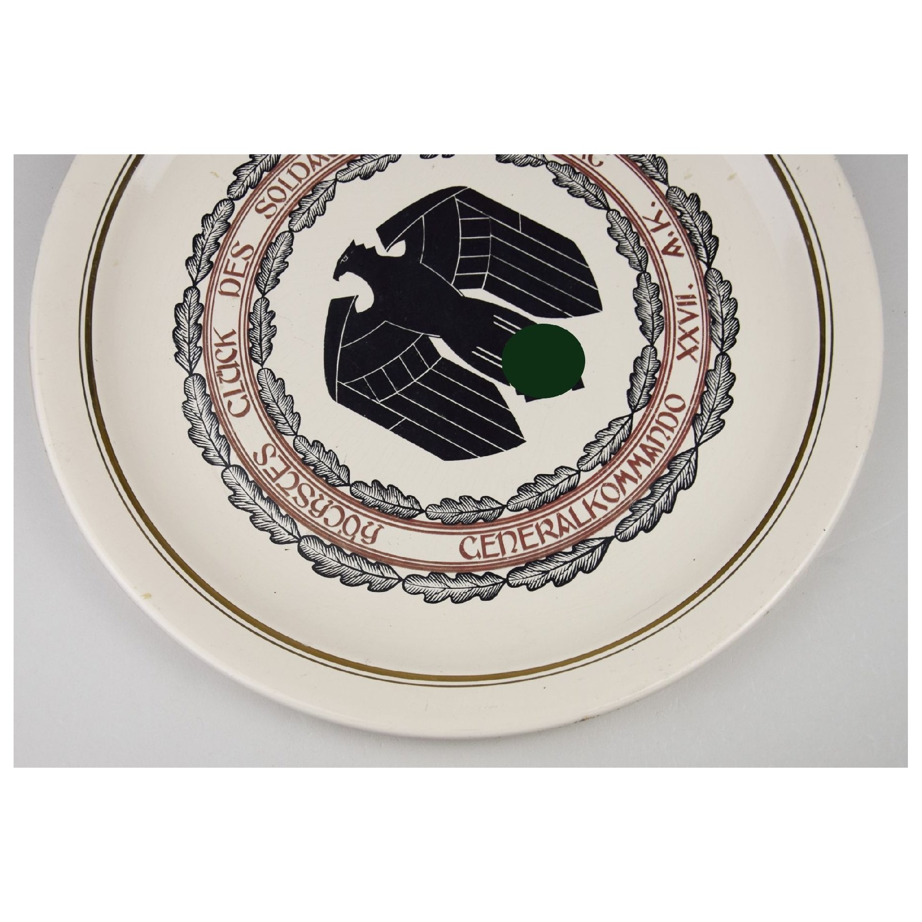 Wehrmacht Porzellan Teller 'Höchstes Glück des Soldaten ist die Tat' Generalkommando XXVII. A.K. — image 5